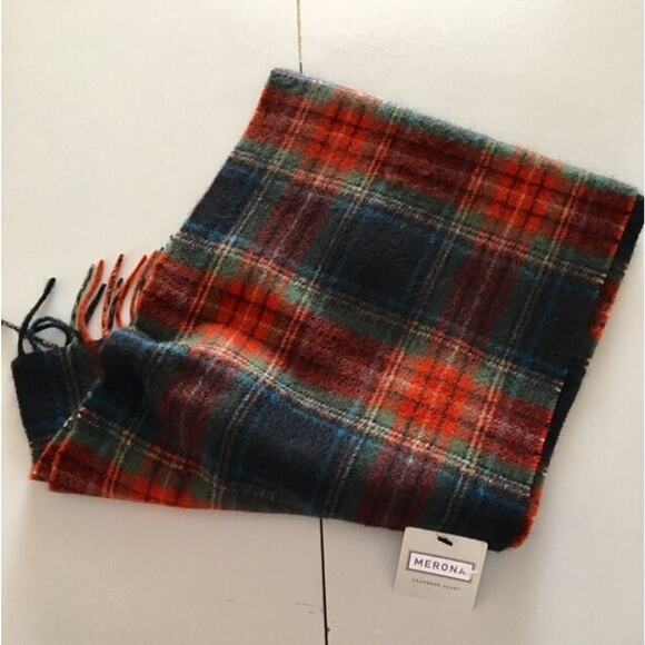 Merona Accessories - NWT‎ NEW 100% CASHMERE Men's scarf PLAID Red Green Black Great GIFT